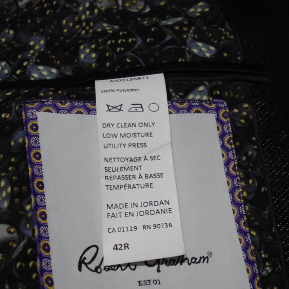 Robert Graham Araiza Suit Jacket Men's Size 42R Black Tailored Fit MSRP $498 - Picture 8 of 10